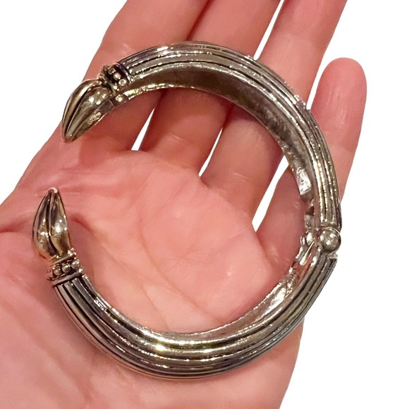 Hinged Cuff Bracelet Renaissance Medieval Revival Jewelry Chuncky Heavy - Picture 4 of 9